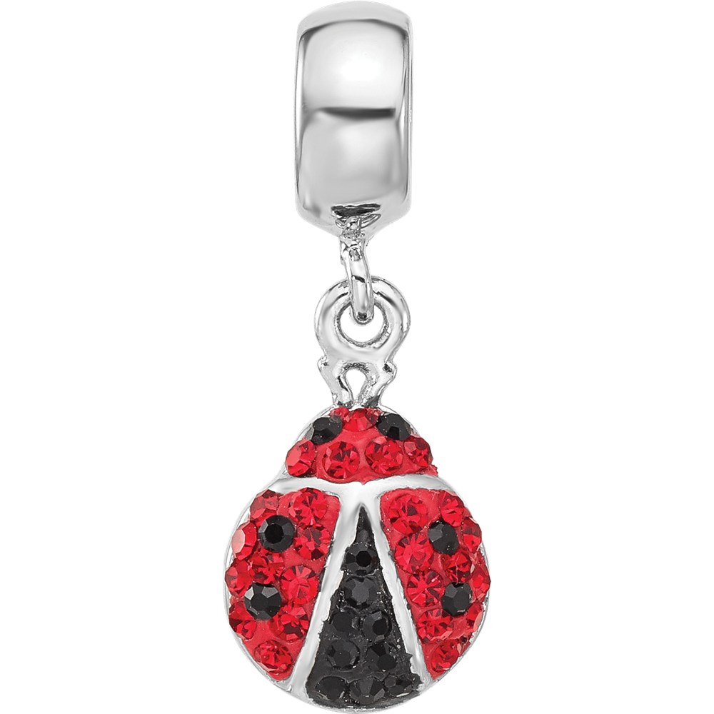 Sterling Silver Reflections Rhodium-plated Lady Bug Preciosa Crystal Bead
