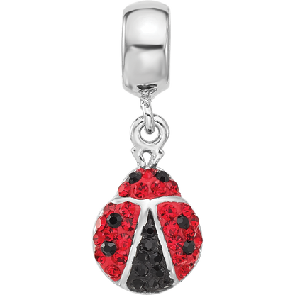 Sterling Silver Reflections Rhodium-plated Lady Bug Preciosa Crystal Bead
