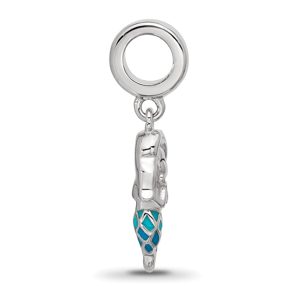 Sterling Silver Reflections Rh-plated Enamel Mermaid Dangle Bead