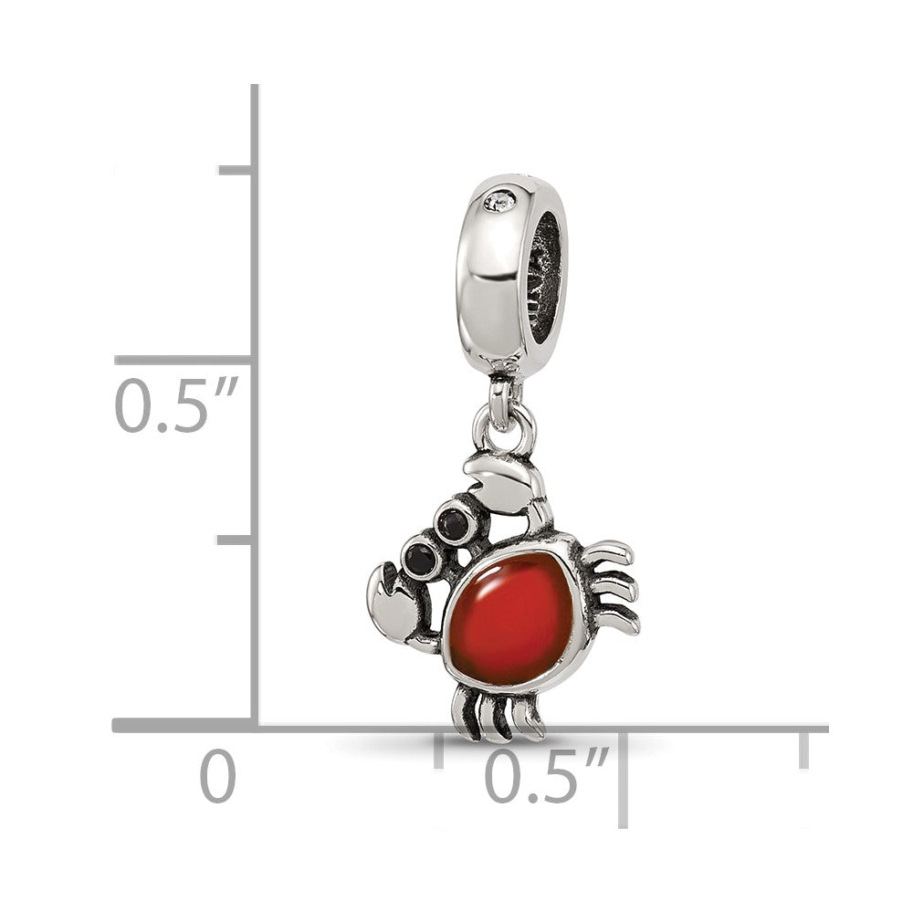 Sterling Silver Reflections Crystal and Enamel Crab Dangle Bead
