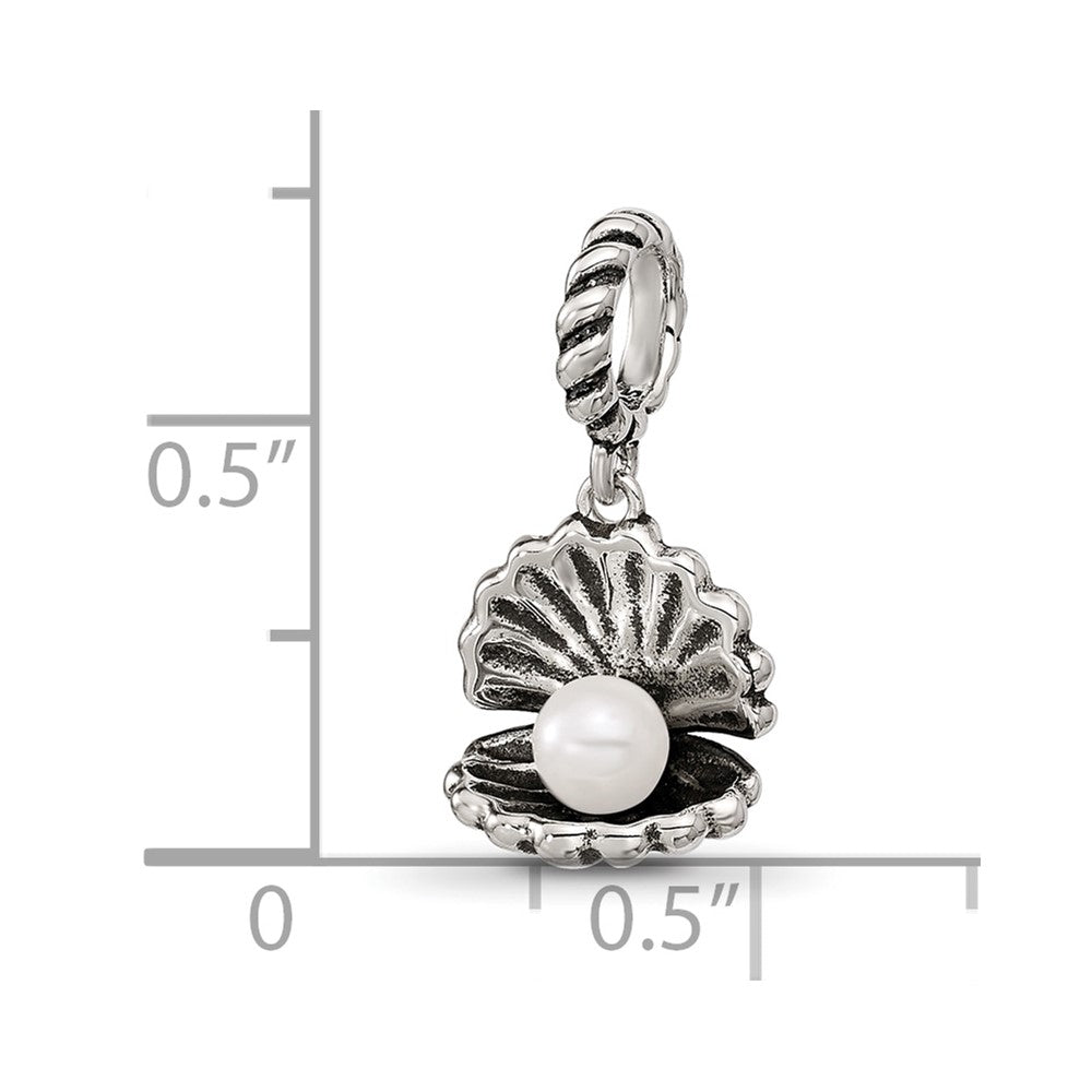 Sterling Silver Reflections Shell With Imitation Pearl Dangle Bead