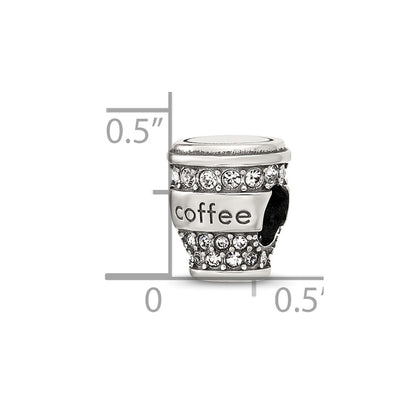 Sterling Silver Reflections Crystal To-Go Coffee Cup Bead