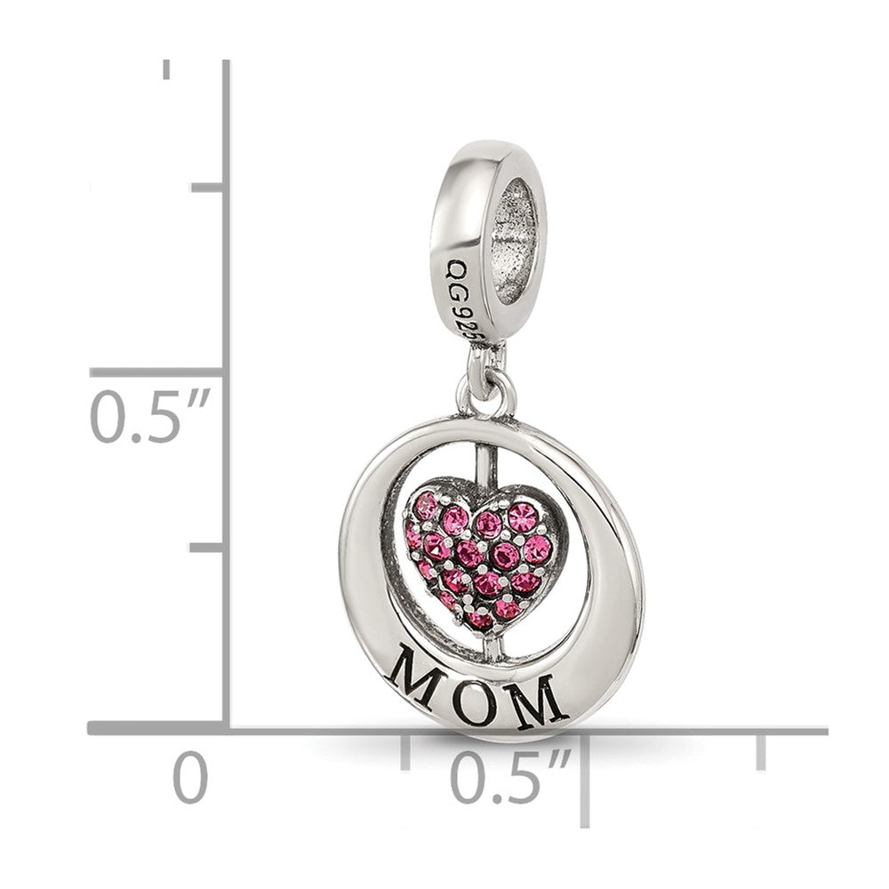 Sterling Silver Reflections Enameled MOM & Pink Crystal Heart Bead