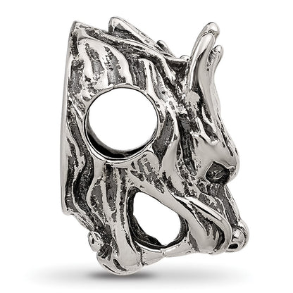 Sterling Silver Textured Dragon Head Bead
