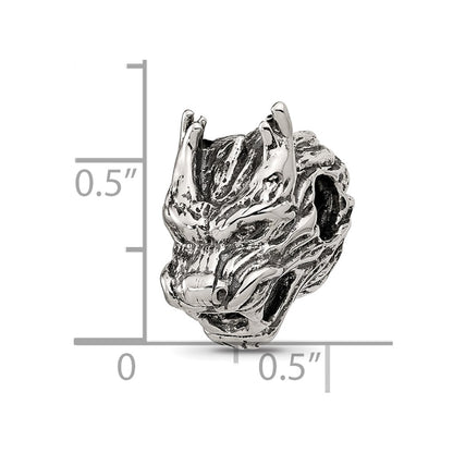 Sterling Silver Textured Dragon Head Bead