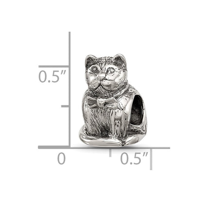 Sterling Silver Textured Sitting Cat Bead