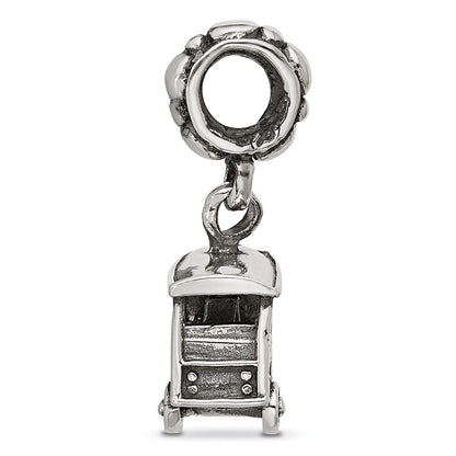 Sterling Silver Polished 3 Wheel Cab Dangle Bead