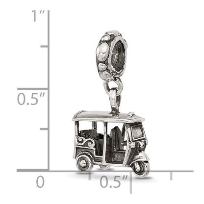 Sterling Silver Polished 3 Wheel Cab Dangle Bead