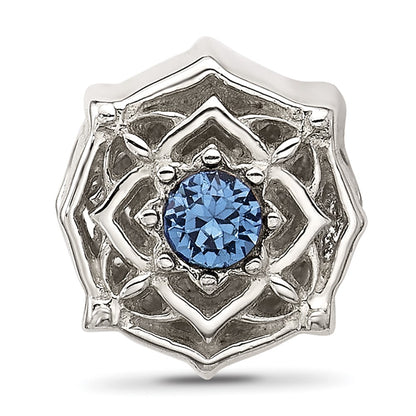 Sterling Silver Brushed And Polished Blue Bead