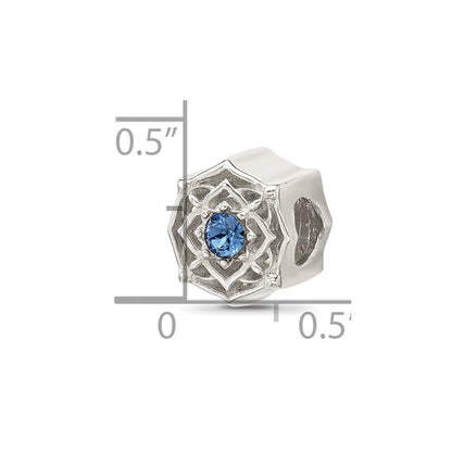 Sterling Silver Brushed And Polished Blue Bead