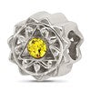 Sterling Silver Brushed And Polished Yellow Crystal Bead