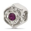 Sterling Silver Brushed And Polished Purple Crystal Bead