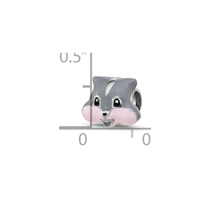 Sterling Silver Reflections Kids Enamel Grey Squirrel Face Bead
