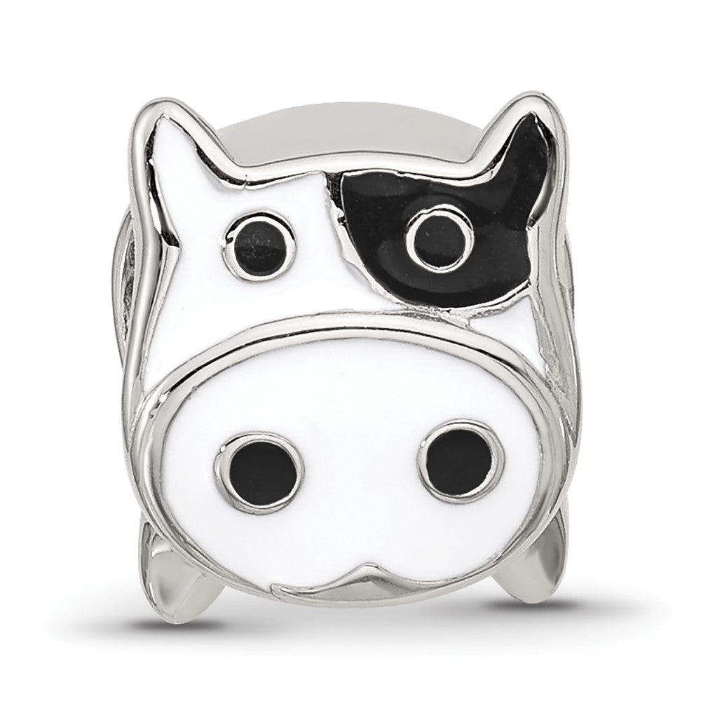 Sterlnig Silver Reflections Enamel Cow Face Bead