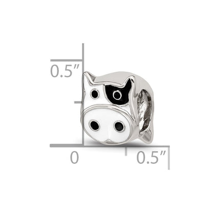 Sterlnig Silver Reflections Enamel Cow Face Bead