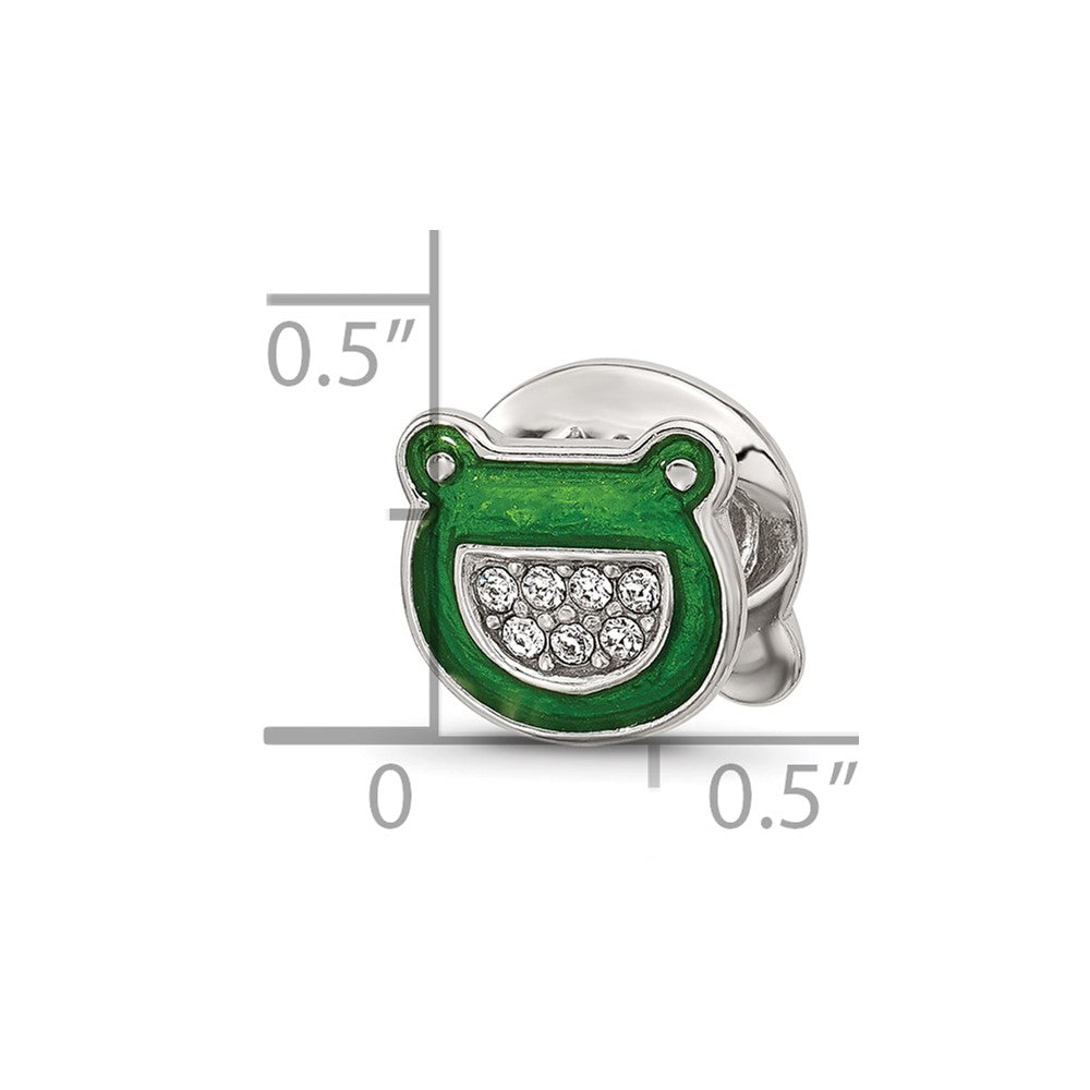 Sterling Silver Reflections Enamel Frog With Crystal Bead