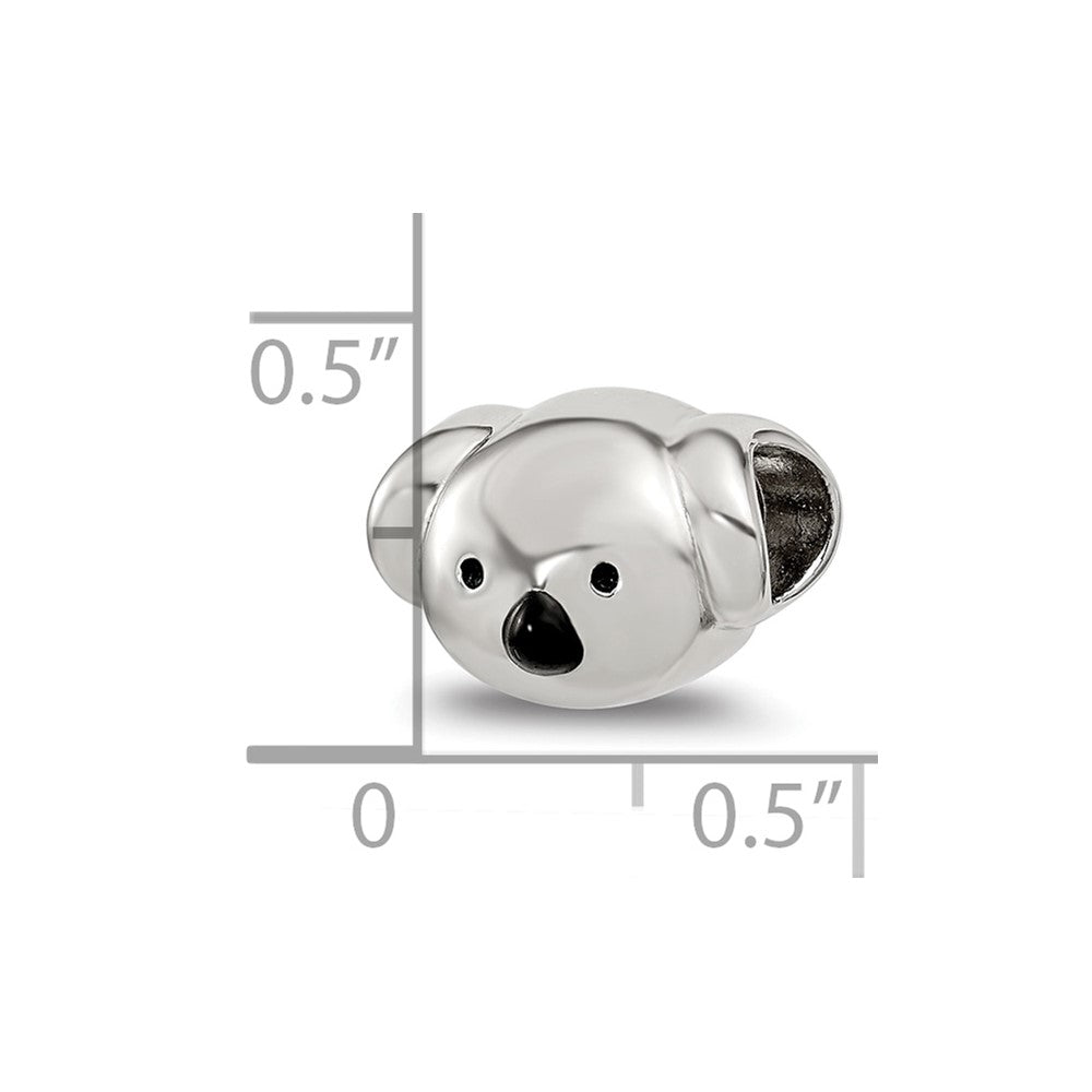 Sterling Silver Reflections Enamel Koala Bear Face Bead