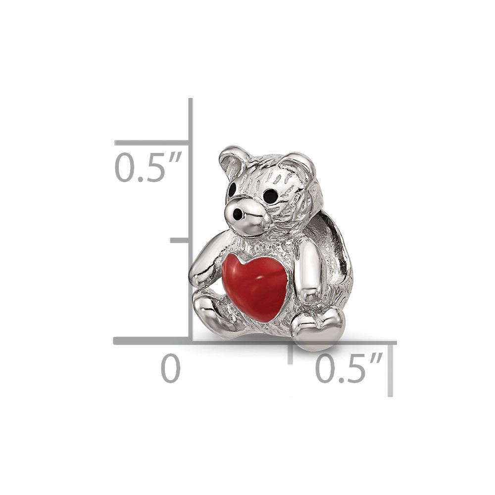 Sterling Silver Reflections Enamel Bear With Red Heart Bead