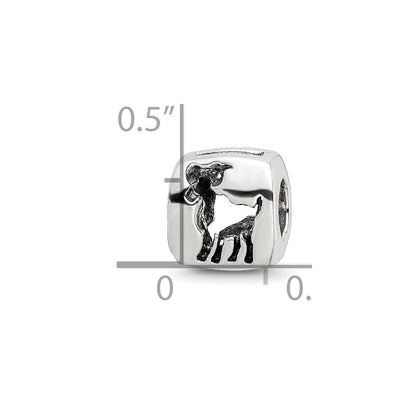 Sterling Silver Reflections Aries Zodiac Antiqued Bead