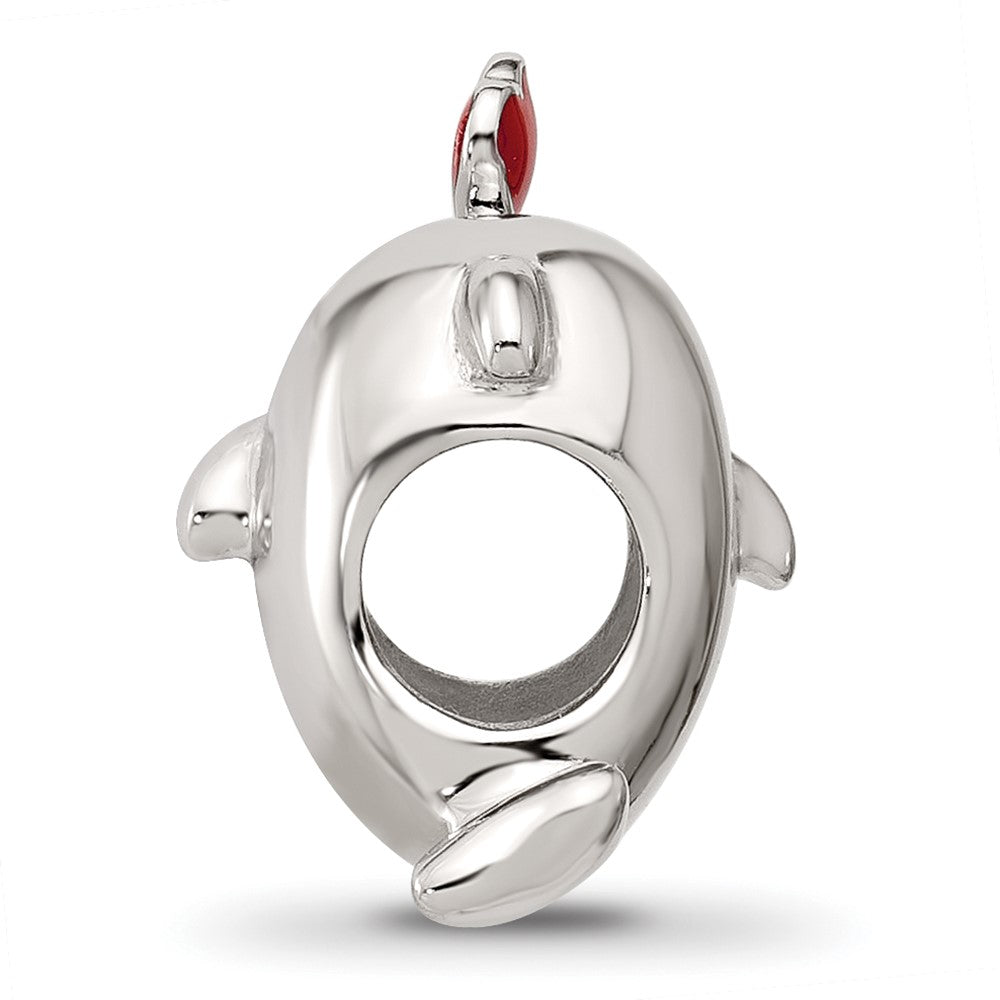 Sterling Silver Reflections Enamel Dolphin Blowing Heart Bead