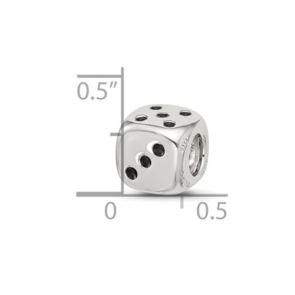 Sterling Silver Reflections Enamel 6 Sided Dice Bead