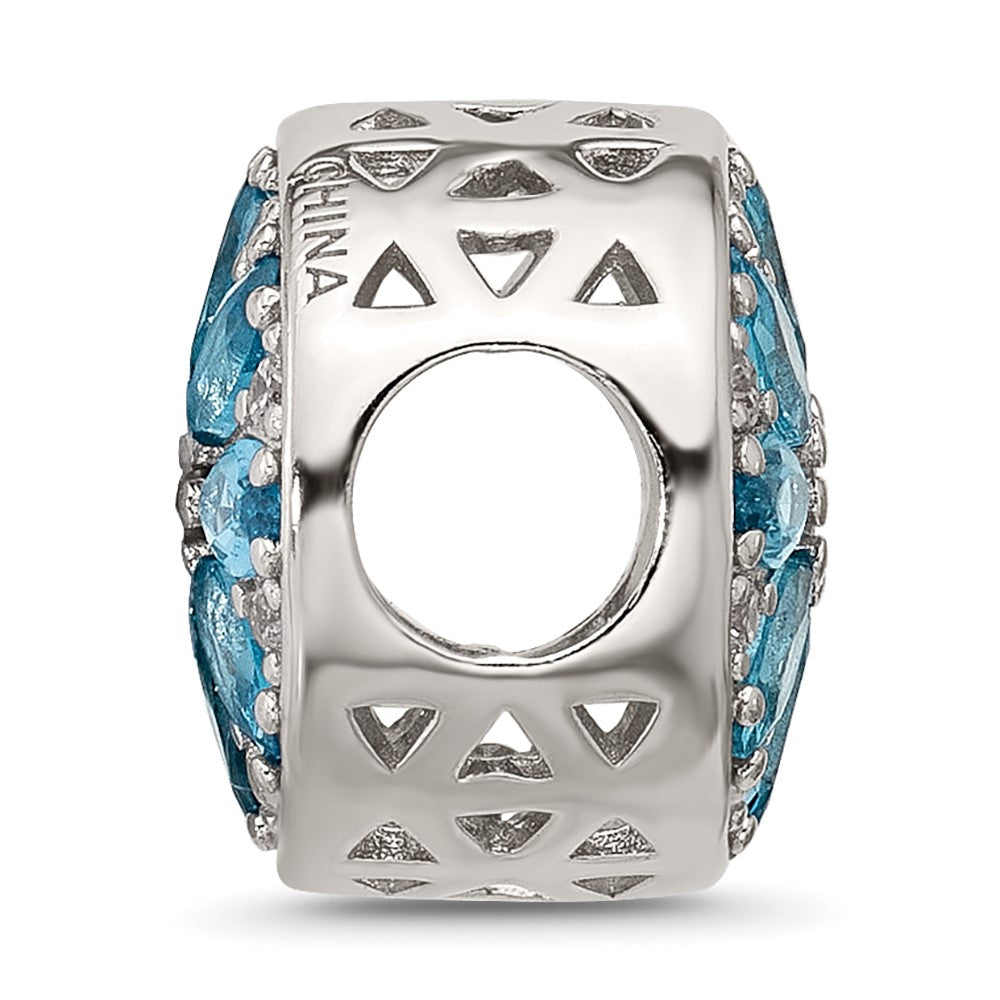 Sterling Silver Reflections Blue Spinel & CZ Snowflake Bead