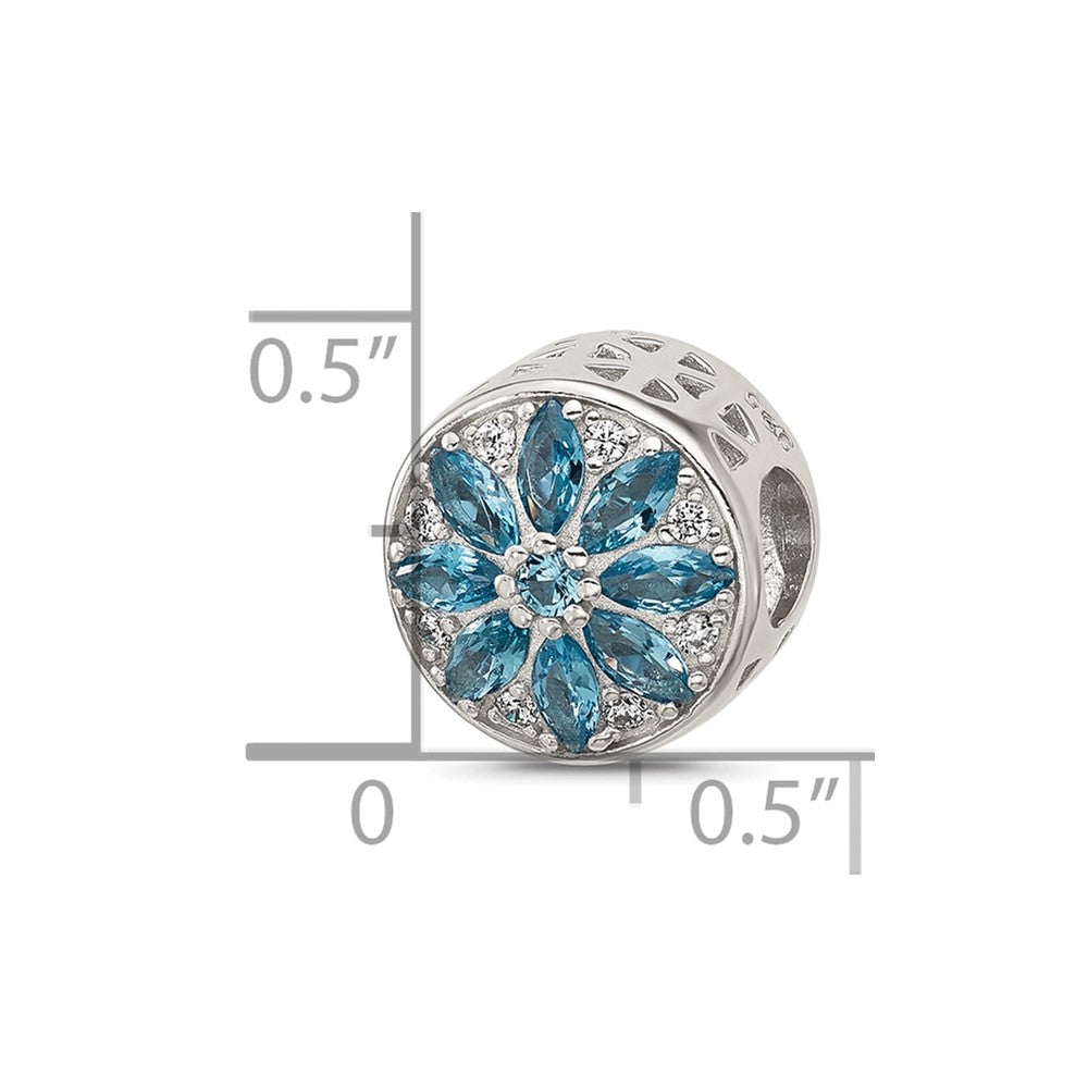Sterling Silver Reflections Blue Spinel & CZ Snowflake Bead