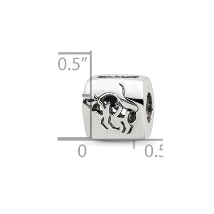 Sterling Silver Reflections Taurus Zodiac Antiqued Bead