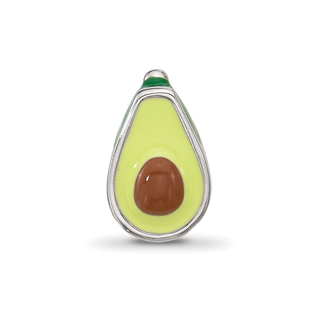 Sterling Silver Reflections Kids Enamel Avacado Half With Pit Bead