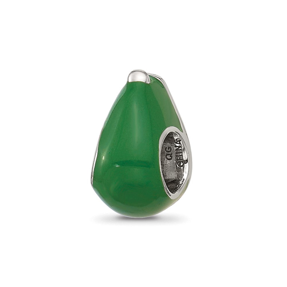 Sterling Silver Reflections Kids Enamel Avacado Half With Pit Bead