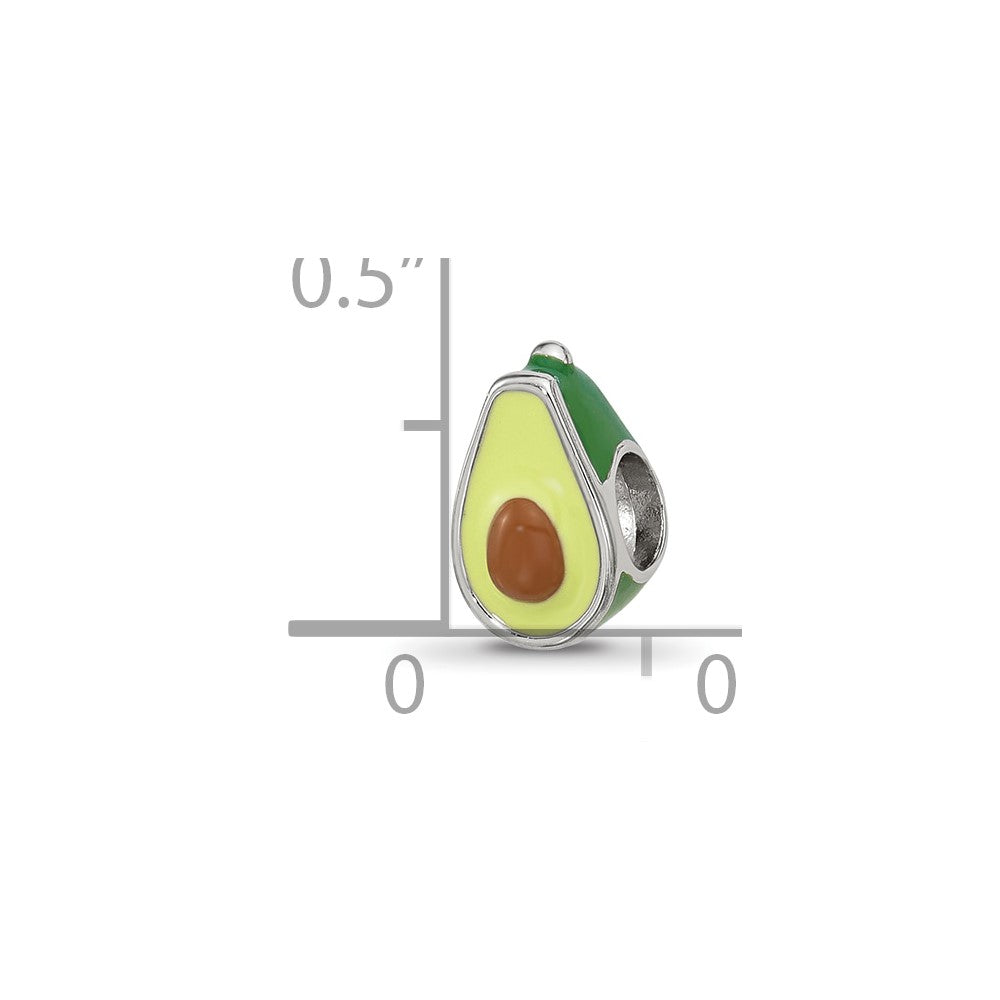 Sterling Silver Reflections Kids Enamel Avacado Half With Pit Bead