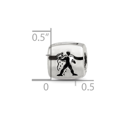 Sterling Silver Reflections Aquarius Zodiac Antiqued Bead