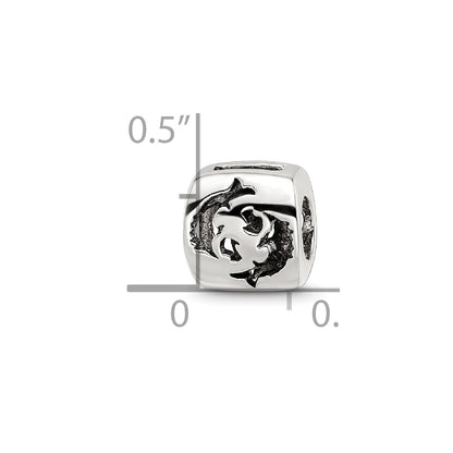 Sterling Silver Reflections Pisces Zodiac Antiqued Bead
