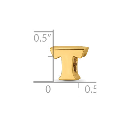 Sterling Silver Gold-plated Reflections Letter T Bead