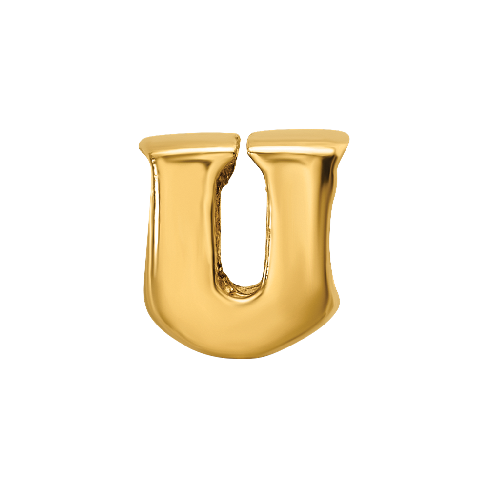 Sterling Silver Gold-plated Reflections Letter U Bead