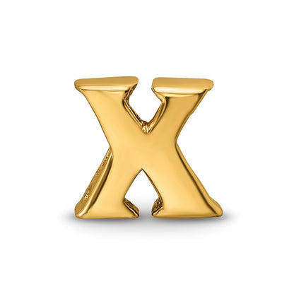 Sterling Silver Gold-plated Reflections Letter X Bead