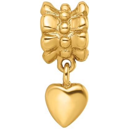 Sterling Silver Gold-plated Reflections Heart Dangle Bead