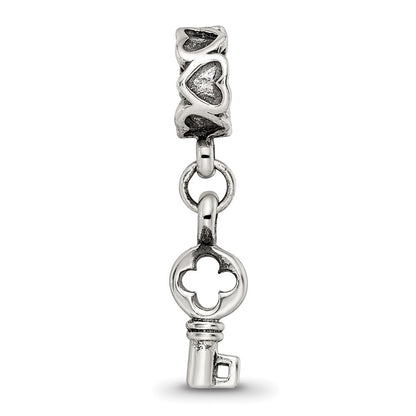 Sterling Silver Reflections Key Dangle with Hearts Bead