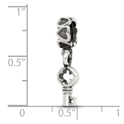 Sterling Silver Reflections Key Dangle with Hearts Bead