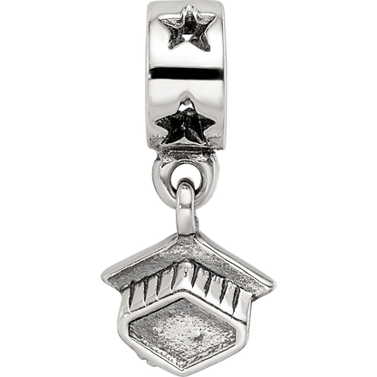 Sterling Silver Reflections Graduation Cap Dangle Bead