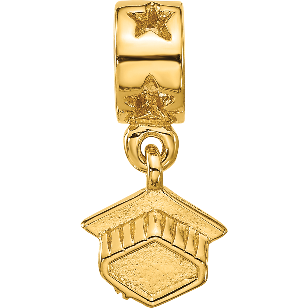 Sterling Silver Reflections Gold-plated Graduation Cap Dangle Bead
