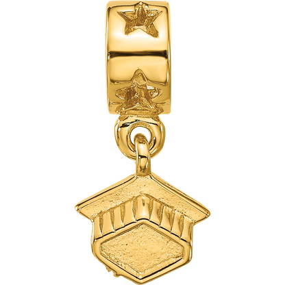 Sterling Silver Reflections Gold-plated Graduation Cap Dangle Bead