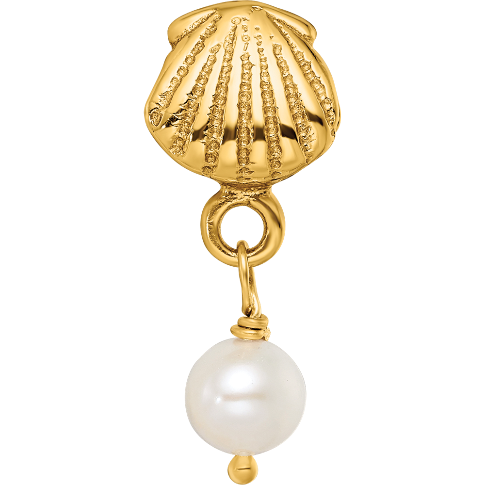 Sterling Silver GP Reflections Shell FW Cultured Pearl Dangle Bead