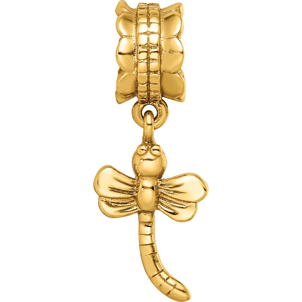 Sterling Silver Gold-plated Reflections Dragonfly Dangle Bead