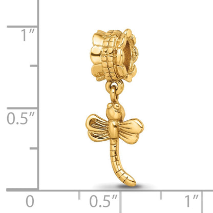 Sterling Silver Gold-plated Reflections Dragonfly Dangle Bead