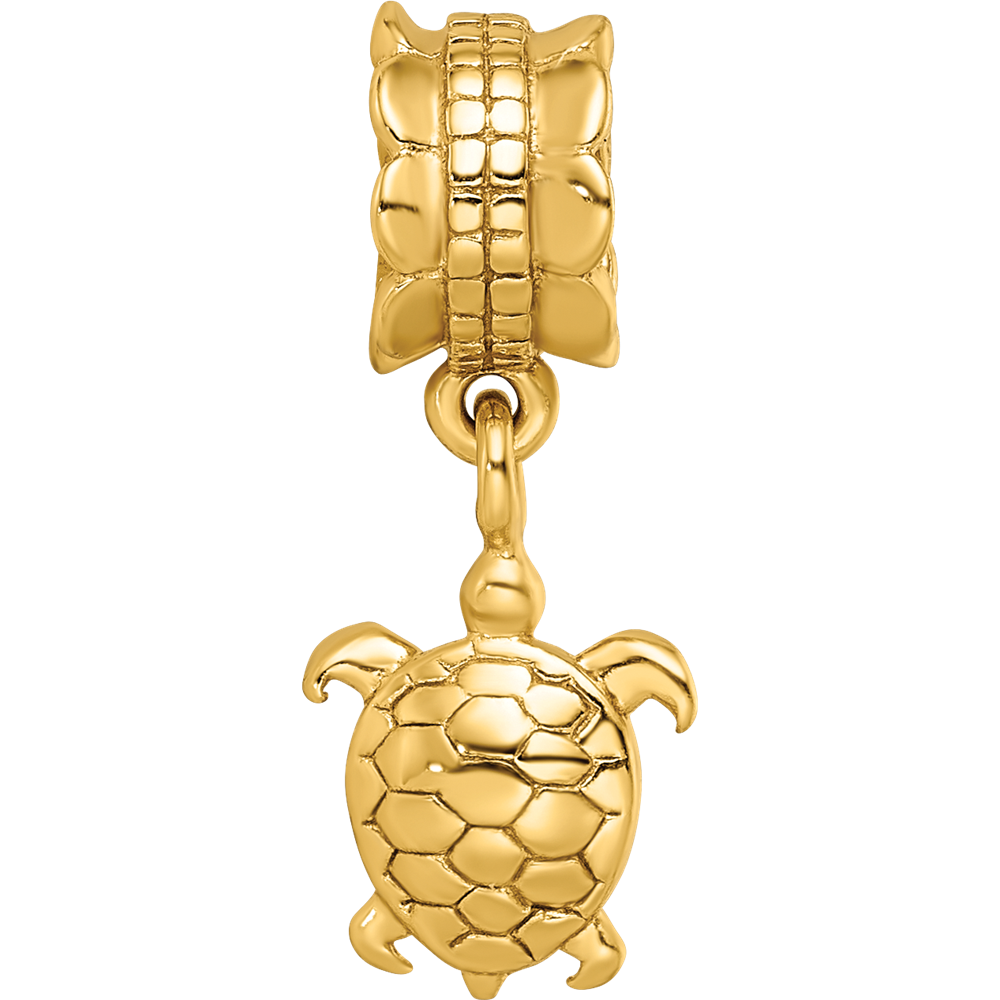 Sterling Silver Gold-plated Reflections Turtle Dangle Bead