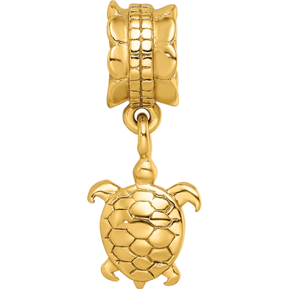 Sterling Silver Gold-plated Reflections Turtle Dangle Bead