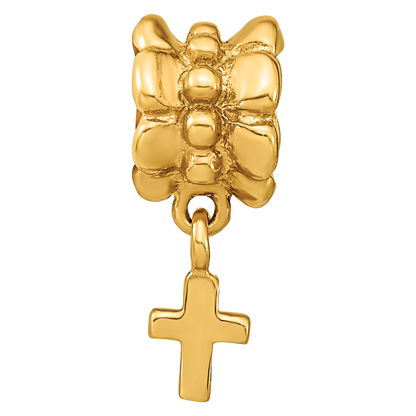 Sterling Silver Gold-plated Reflections Cross Dangle Bead