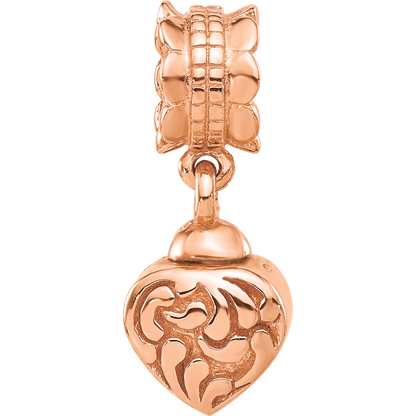 Sterling Silver Reflections Rose Gold-plated Heart Ash Holder Dangle Bead