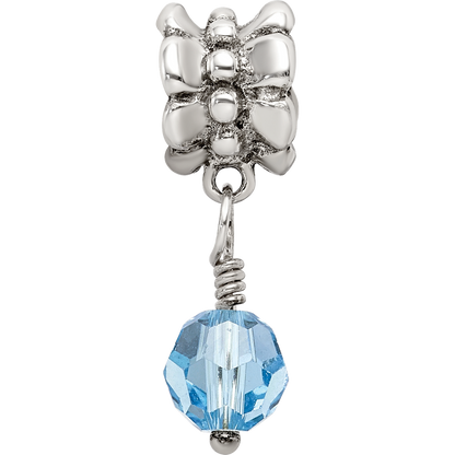 Sterling Silver Reflections Blue Preciosa Crystal Dangle Bead